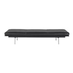 Muuto - Outline Daybed / Polished Aluminium Base Refine Leather Black