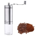 Manual Coffee Grinder, Stainless Steel Hand Crank Mill with Adjustable Ceramic Conical Burr Portable Handheld Coffee Bean Grinder for Precision Brewing, Great for Home, Office and Travelling (Silver)