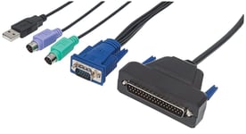 Intellinet 507769 1-ports VGA-kabel för KVM-konsol Inkluderar PS/2 USB och VGA hane svart