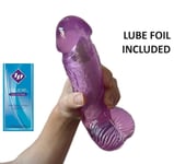 Ladies Vibrator Dildo 7 Inch BIG HEAD Purple THICK Realistic MULTI-SPEED Sex Toy