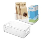 hook.s [2 Pack] Fridge Organiser Set, Storage Box Tray, Clear Stackable Acrylic Refrigerator Bins - Pantry & Kitchen Storage Container - Bathroom Organizer Tray