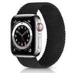 VeveXiao Braided Solo Loop Stretchy Strap Compatible with Apple Watch Band SE 44mm 42mm iWatch Series 6/5/4/3/2/1 Nylon Stretch Elastics Wristbelt (42/44mm L, Black)