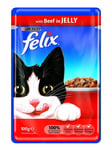 Felix Wet Cat Food Beef In Jelly Pouch 100g - 20 Packs