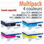 Multipack 4 couleurs hautes capacit&eacute;s Brother TN423 d'origine