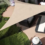 BAKAJI Vela Bâche d'ombrage Triangulaire en Tissu résistant Protection UV 90% pour Ombre Jardin, terrasse, avec Crochet et connecteurs en D, Couleur Beige, Corde Incluse (4 x 4 m)
