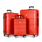 LUGG Jetset Lot de 3 valises de Voyage à Coque Rigide, 50,8 cm, 63,5 cm, Solides et légères avec Serrure TSA, Roues Lisses à 360°, Poches intérieures – Approuvé par Les compagnies aériennes, Rouge,