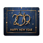 2019 Happy New Year Rectangle Non Slip Rubber Mouse Pad Gaming Mousepad Mat for Office Home Woman Man Employee Boss Work
