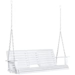 Rootz Hängbänk - Hollywood Swing - Med hopfällbart bord och mugghållare - Naturligt trä - Vit - 150L x 75W x 53H cm