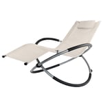 Chaise Longue de Jardin Chaise Longue à Bascule Balançoire Pool Pliable Transat Beige Kingpower