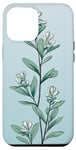 iPhone 15 Pro Max Leaves Botanical Flower Plant Line Art Sage Green Case