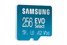 Samsung Carte mémoire microSDXC, Evo Select MB-ME256SA/EU, 256 Go, Vitesse de Lecture 160 Mo/s¹, fournie avec Adaptateur SD