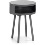 KAVE HOME Table d'appoint Kurb gris ronde ø 46 cm avec pieds en bois massif caoutchouc et étagère intérieurer - Gris Kave Home