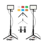 JITNU 2 Packs LED Camera Video Lighting + 2 Tripod Photography Kit for Webcam Desk Selfie Light youtube makeup PC lighting