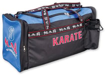 MAR | Sports Duffle Gym Bag (All in One) Unique Bottle Holder, Karate Style Multi-Compartment Holdall, Fitness Kitbag for Martial Arts, Shotokan, Unisex Equipment Carry Bag - Blue & Black Kit Bag