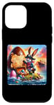 Coque pour iPhone 12 mini Lapin pirate à la recherche d'un trésor. île lapin de Pâques