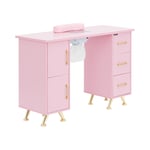 physa Nagelbord - Med utsug Rosa / gyllene 3 lådor Handhylla
