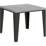 Itamoby - Table ouvrante 90x90/180 cm Flame Libra Ciment Structure Anthracite