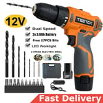 12V Cordless Drill Electric Screwdriver Power Driver Combi Drills Kit +2 Battery