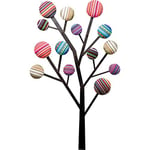 Kare Design Coat Rack Bubble Tree, multicoloured, steel, covering cotton, foam padding, 6 hooks with bubble design, wall coat hanger for robe and clothes, for hallway, entrance, 111x65x6,5cm (H/W/D)