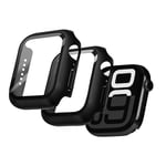 2-Pack Skyddsfodral med Inbyggt Skärmskydd för Apple Watch 44 mm storlek – Heltäckande Skydd med Härdat Glas, Enkel Installation (Svart)
