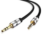 IBRA Aux Cable 1.5M 3.5mm Stereo Pro Auxiliary Audio Cable - for Beats Headphones Apple iPod iPhone iPad Samsung LG Smartphone MP3 Player Home/Car etc Black