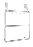 WENKO Porte-serviettes pour portes et cabines de douches Compact - 4 crochets, Aluminium, 62.5 x 78 x 14.5 cm, Argent mat