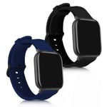 kwmobile Watch Bands Compatible with Huami Amazfit GTS/GTS 2 / GTS 2e / GTS 3 - Straps Set of 2 Replacement Silicone Band - Black/Dark Blue
