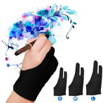Two-Finger Artist Glove Elastic Graphics Tablet Glove Artist Anti-fouling Drawing Gloves for Graphics Tablet Light Box Tracing Light Pad Art Creation Black Art Work Glove Digital Painting Glove