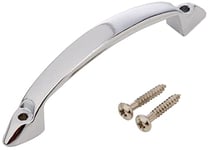 Merriway BH02239 Front Fix D Handle with Screws, 93mm length - Chrome Plated