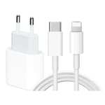 iPhone snabbladdare strömadapter - Lightning USB-C - 2m Vit