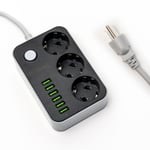 Traveldapter Europe to Dominican Republic Type B Adapter 3 Plug USB 2m Extension