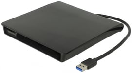 Delock - Ekstern USB-A Diskdrev SATA kabinet - 9.5 mm - Sort