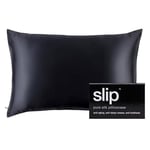 Slip Queen Silk Pillowcase, Black - Slipsilk Pure Mulberry 22 Momme 100% Silk Pillow Case - Anti-Aging Anti-Sleep Crease Anti-bedhead