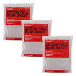 ProDec 3 pack 12ft x 9ft Cotton Dust Sheet for Decorating, Carpet Protector - Washable Drop Cloth, Paint Shield, Painting Sheets, Heavy Duty Dust Sheets for Furniture, Decorating Sheets, Paint Sheets