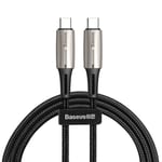 Baseus Kabel USB-C til USB-C, LED-indikator, PD 2.0, 60W, 3A, 1m - Svart