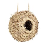 Relaxdays nid d’Oiseau, à Suspendre, déco de Balcon, terrasse, Jardin, tressé, en Paille, HxLxP : 10x10x10 cm, Naturel