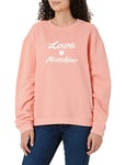 Love Moschino Women's Regular Fit with Cursive Brand Print Sweatshirt, Pink, 46
