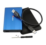 QUMOX USB 3.0 Boîtier externe disque dur 2.5" SATA Hard Drive HDD/SSD Slim Haute Vitesse bleu QH-20U3