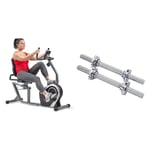 Sunny Health & Fitness Exercise Bikes, Magnetic Recumbent Bike, Stationary Cycling Bike SF-RB4616S and Unisex Sunny Health & Fitness 35 Cm Threaded Chrome Dumbbell Bar