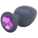 Black Large Jewelled Silicone Anal Butt Plug Adult Sex Toy