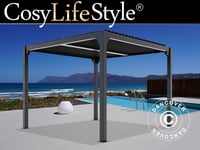 Bioklimatisk pergola Paviljong Trädgårdspaviljong San Pablo, 4x4m, Svart