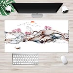 CHLOEG™ Mouse Mat Chinese mountain trees landscape painting 900x400mm Gaming Mouse Pad, Non-slip Rubber base, Waterproof Surface, Durable Stitched Edges Mousepads, Compatible with Laser and Optical Mi