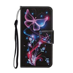 Samsung Galaxy A50 Case Phone Cover Flip Shockproof PU Leather with Stand Magnetic Money Pouch TPU Bumper Gel Protective Case Wallet Case Fluorescent butterfly