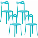 Lot de 4 Chaises de Salle à Manger Design en Plastique Bleu Turquoise Empilables pour Intérieur et Extérieur au Style Moderne et Scandianave Beliani