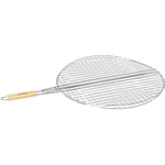 Grille barbecue ronde - Diam. 50 cm - Acier chromé et manche en bois