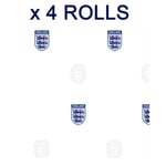 Official England Football Wallpaper Fan Kids Three Lions White Blue Red x4 Rolls