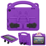 MoKo Case Fits Kindle Fire HD 8 & 8 Plus Tablet (10th Generation, 2020 Release), Shockproof Heavy Duty EVA Kids-Friendly Cover with Hand-grip Convertible Stand - Purple