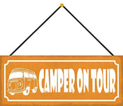 Schatzmix Camper on Tour Plaque décorative en métal avec Cordon Multicolore 27 x 10 cm