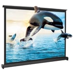 Yangers 50 inch portable aluminum projector screen with stand outdoor, retractable table desktop roll pull up for home cinema with foldable base support for outdoor travel office meeting
