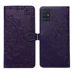 ZCDAYE Wallet Case for Samsung Galaxy A52/A52S,Phone Case Premium PU Leather [Embossed Mandala Floral][Magnetic Closure][Card Slots][Kickstand] Protective Case Cover for Samsung Galaxy A52/A52S-Purple